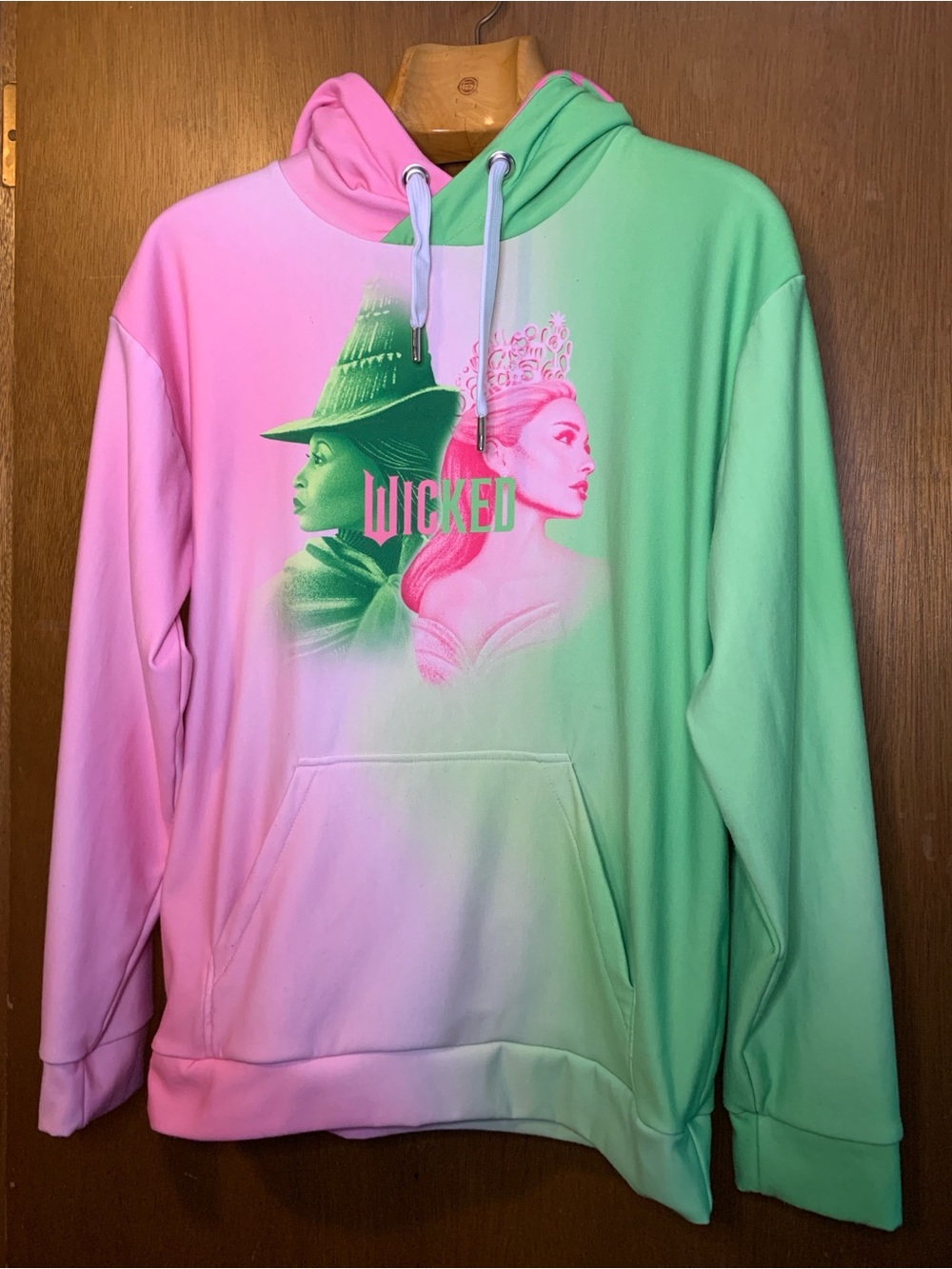 Wicked Ombre Pink & Green Pullover Hoodie
